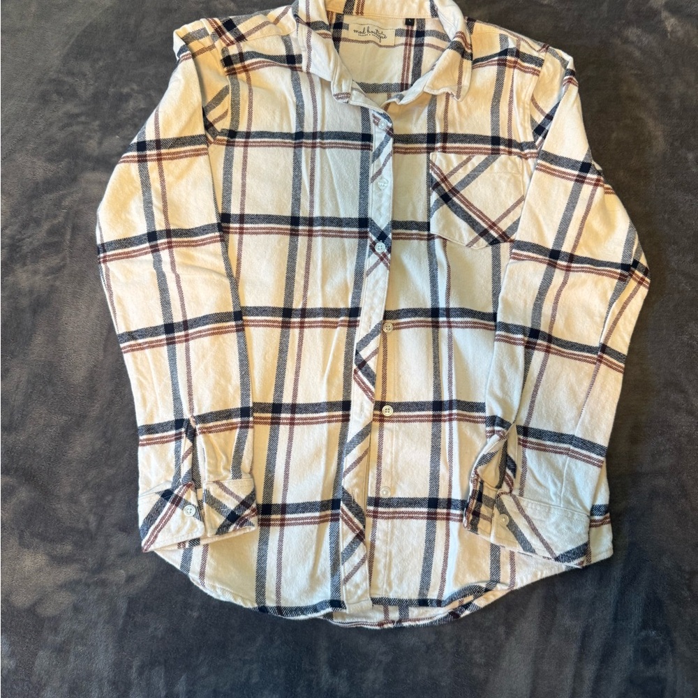 Women’s Plaid Shirt - Cream and Navy